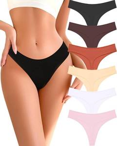 lot 26851 image: READY TO LOVE Cotton Underwear for Women Pack Breathable Thongs for Women Sexy Stretch Soft Womens Panties Thong SIZE M
