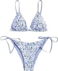lot 26856 image: ZAFUL Womens Triangle Bikini Floral String Bikini Set Two Piece Swimsuit Bathing Suits Size Large