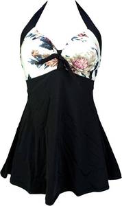 lot 26861 image: Womens Vintage Swim Dress Tummy Control One Piece Skirted Swimsuit Retro Bathing Suit Size 14