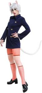 lot 26884 image: haikyuu Women Pitou Cosplay with Ears Tail Cat Costume Dark Blue School College Uniform Halloween Anime Con Size Small