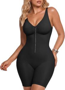 lot 26888 image: BRABIC Womens Zip-Up Shapewear Bodysuit Tummy Control Seamless V Neck Full Body Shaper Mid-Thigh Butt Lifter Size Small