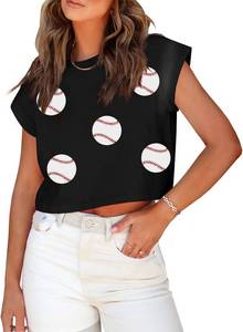 lot 26895 image: Baseball Shirts Women Baseball Mom Tshirt Funny Ballgame Graphic Tee Game Day Fan Gift Casual Short Sleeve Crop Tops SIZE Medium