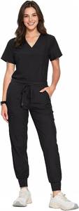 lot 26907 image: floralhue Scrubs for Women, V-Neck Scrubs Top & Cargo Pants with 10 Pockets SIZE S