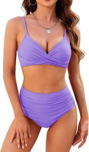 lot 26918 image: ZAFUL Women High Waisted Bikini Sets Two Piece Swimsuit Push Up Twist Front Ruched Bathing Suit SIZE XXL