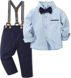 lot 26919 image: Toddler Baby Boy Clothes Suit Boys Wedding Formal Outfit, Dress ShirtBowtieSuspender Pants Gentleman Outfits 12-18 MONTHS