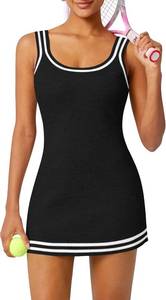 TQD Tennis Dress for Women Athletic Striped Knitted Sweater Tank Mini Active Casual Club Golf Dresses 2026 Trendy SIZE S