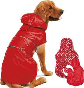 lot 26924 image: Kimee Dog Raincoat Reversible, Single Side Slicker Poncho Adjustable Waterproof Dog Rain Jacket with Leash HoleReflective Stripe Hooded Snowproof Windproof Clothes for Small to 3X-Large Dogs, L