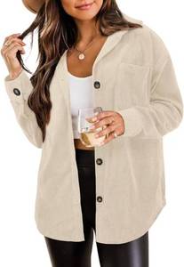 lot 26925 image: ZOLUCKY Womens Shackets Jacket Plus Size Long Sleeve Button Down Shirts Blouses Tops SIZE S