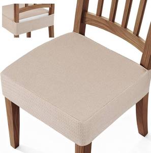 lot 26931 image: Songrey Waterproof Seat Covers for Dining Chairs Set of 2, No Rear Chair Covers, Stretch Removable Washable Chair Slipcover Protector, Taupe