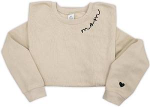 lot 26933 image: IZI POD Mom Mama Grandma Embroidered Crewneck Sweatshirt For Women  Heart On Sleeve, Gifts For Mom, Gifts For Grandma, Gifts For Mimi, Gifts For Nana Gigi SIZE S