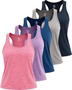 lot 26939 image: Real Essentials 5 Pack Womens Racerback Tank Top Dry-Fit Athletic Performance Yoga Activewear SIZE M