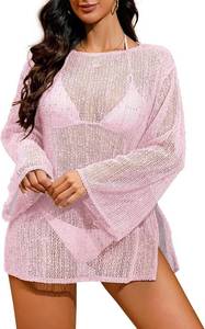 lot 26940 image: Lilosy Sexy Crochet Sheer Kaftan Caftan Beach Dress Bathing Suit Swim Coverup Summer Vacation Outfits One Piece SIZE XXXL