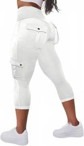 lot 26942 image: Flamingals Womens Butt Lifting Biker Capri Leggings High Waist Flap Pocket Workout Capris SIZE M