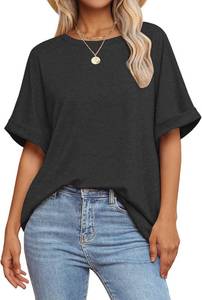 lot 26944 image: GKBK Women Oversized T Shirts Crew Neck Short Sleeve Tops Summer Dressy Casual Loose Fit Tee 2026 Trendy Fashion Clothes SIZE M