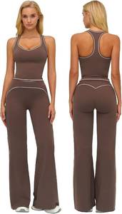 lot 26945 image: ABOCIW Two Piece Workout Sets for Women Racerback Tank Top Matching High Waist Wide Leg Yoga Pants Pilates Outfits SIZE L