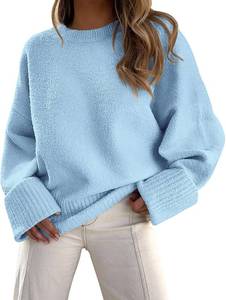 lot 26960 image: PRETTYGARDEN Womens Fall Oversized Sweaters Casual Crewneck Pullover Long Sleeve Fuzzy Chunky Knit Tops Blouse Size Small