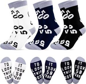 lot 26963 image: 40th 50th 60th Birthday Gifts for Man and Woman,Funny Crew Cotton Socks for 40th 50th 60th Birthday Decorations