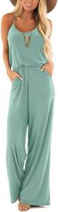 lot 26968 image: Lacozy Summer Jumpsuits for Women Casual Loose Sleeveless Spaghetti Strap Wide Leg Long Pants Rompers Outfits With Pockets Size Small