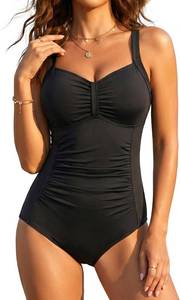 lot 26973 image: Tempt Me Women Ruched Slimming One Piece Swimsuits Tummy Control Vintage Bathing Suits Size Small