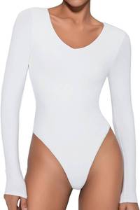 lot 26976 image: Avidlove Bodysuits for Women Long Sleeve V Neck Body Suit Bodysuit Double Lined Thong Body Suits Sexy Tops SIZE Medium
