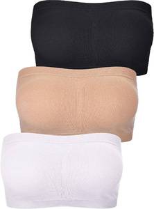 lot 26978 image: Women Bandeau Bra Padded Strapless Bralette Bra Seamless Bandeau Tube Top Bra Size XL