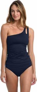 lot 26980 image: AMAVI Womens One Shoulder Tankini Top-Basic Hipster Bikini Bottom Set Size Medium