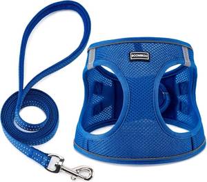 lot 26985 image: BOOMIBOO Dog Harness with Leash Set, No Pull Adjustable Reflective Step-in Puppy Pet Vest Harnesses for Small Medium Large Dogs and Cats,Blue S