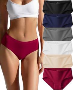 lot 26991 image: sosusu Cotton Hipster Panties for Women Mid Rise Underwear Breathable Cheeky Full Coverage Ladies Briefs 6-Pack Size XXL