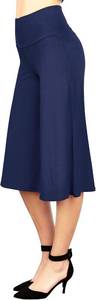 lot 26994 image: Made By Johnny Womens High Elastic Waistband Wide Leg Palazzo Culotte Gaucho Capri Pants Size XL