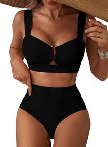 lot 27009 image: Herseas Womens 2 Piece U Wire Cutout Bikini Sets Floral Print High Waisted Swimsuit 2026 Summer Beach Swim Bathing Suit Size XL