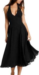 lot 27012 image: YMDUCH Womens Sexy Sleeveless Halter V Neck Mesh Sheer A-line Cocktail Party Midi Dresses Size Medium