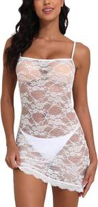 lot 27019 image: YYA Sexy Sleeveless Nightgowns for Women Mesh Sleep Shirts Chemise Night Lingerie Dress Size XL