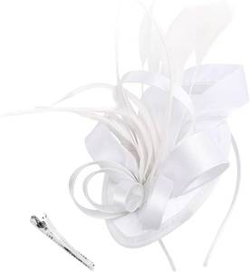 lot 27029 image: DRESHOW Fascinators Royal Banquet Ribbons Feathers Headwear Cocktail Tea Party Wedding Church Bridal Derby Hat for Women