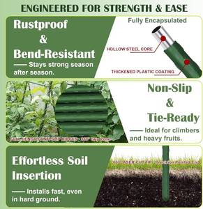 lot 27031 image: FORUP Garden Stakes, 17 Pack Steel Plant Stakes with Plastic Coating for Climbing Plants, Tomato Eggplant Bean Support, Rust-Resistant Outdoor Garden Stakes (16 Inch)