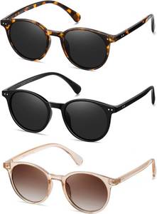lot 27048 image: Polarized Sunglasses for Women 3 Pack Small Round Retro UV400 Protection Lightweight for Small Faces Driving & Outdoor