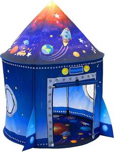 lot 27049 image: WillingHeart Play Tent for Kids Pretend Playhouse Indoor Outdoor Games Party Children Pop Up Foldable Tent Birthday Toy for Boys Girls Toddler Baby Playroom Gift, Rocket Ship Spaceship Space Themed