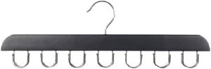 lot 27064 image: Wooden Tank Top Hanger, 360  Rotating Jeans Belt Tie Hanger, Durable & Fashionable Pastel Hanger for Closet, Home Decoration Hooks (Black, 1 Count)
