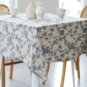 lot 27073 image: YiHomer Pastoral Square Tablecloth - 60 x 60 Inch Table Cloth - Washable Table Cover with Dust-Proof Wrinkle Resistant for Restaurant, Picnic, Indoor and Outdoor Dining, Floral (Dark Blue)