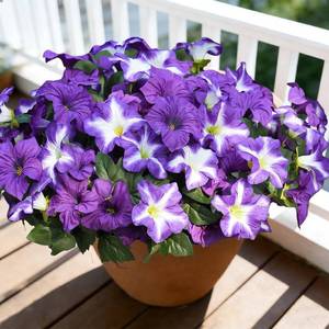 lot 27081 image: FULLMUSIC Autumn Artificial Flowers for Outdoors, UV Resistant Fake Morning Glory, Look Real Faux Silk Plants for Front Door Garden Porch Planter