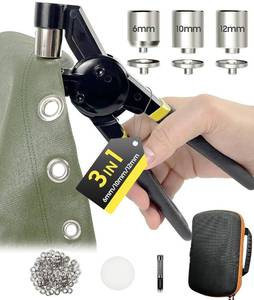lot 27082 image: HAPDEN Grommet Tool Kit 12 14 38, Heavy Duty Tarp Grommet Kit for Fabric  6MM 10MM 12MM Eyelet Took Kit With Bag, Metal Eyelet and Grommet Maker for Tarps,Leather, Banners, Flag,Ring,Tents, Vinyl