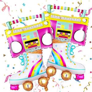 lot 27090 image: KatchOn, Roller Skate Party Decorations - Big, 22 Inch  Roller Skate Balloons, Boombox Balloon  Roller Skating Party Supplies, 80s Party Decorations  90s Party Decorations, Back to 80s Balloons