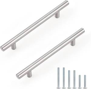 lot 27103 image: Probrico 15 Pack 128mm(5inch) Hole Centers Brushed Nickel Cabinet Handles Stainless Steel Drawer Handle Length 192mm(7.5inch) T Bar Dresser Pull Handle
