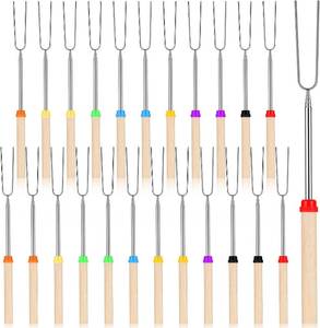 lot 27110 image: 24 Pack 32 Inch Stainless Steel Extendable Marshmallow Roasting Sticks Smores Sticks Skewers for Fire Pit, Hot Dog Camping Forks, Fire Pit Accessories