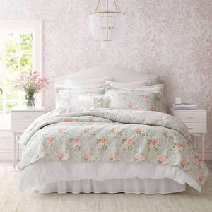 lot 27113 image: Laura Ashley- King Quilt Set, Reversible Cotton Bedding with Matching Sham(s), Lightweight Home Decor for All Seasons, Coquette Room Decor