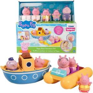 lot 27125 image: Peppa Pig Water Toys by TOMY Toomies- Peppas Boat Adventure Bath Toy Set - Includes 2 Boat Toys and 5 Peppa Pig Figures - 18 Months and Up - INCOMPLETE