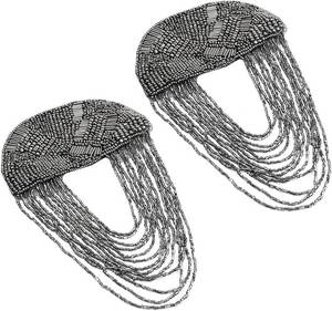 lot 27129 image: Punk Beads Shoulder Epaulette Electroplate Chain Tassels Shoulder Pin Epaulets Shoulder Badge for Uniform and Jackets