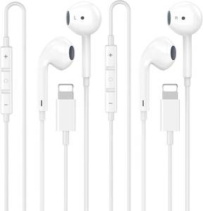 lot 27132 image: 2 Pack Apple MFi Certified iPhone Headphones Wired with Lightning Connector  Wired EarbudsEarphones with Built-in Remote, Support Control Music, Phone Calls, and Volume, for iPhone 14 13 12 11 Pro Max