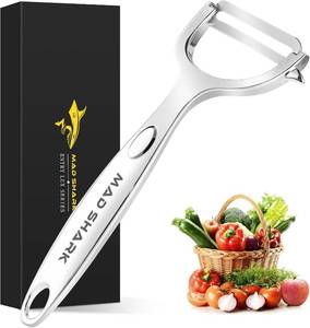 lot 27135 image: MAD SHARK Ultra Sharp Vegetable Peelers for Kitchen 10 Years No Rust Stainless Steel Serrated Potato Peeler Easy to Use Y Peeler with Durable Non-Slip Ergonomic Grips for Carrots, Fruits, Veggie
