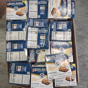 lot 27142 image: 72 BOXES OF CLIF BUILDERS Protein Bars Crispy Almond Salted Caramel ...
