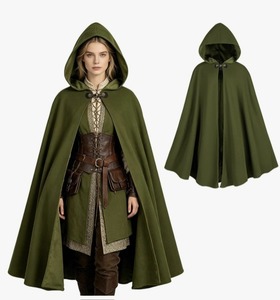 lot 27180 image: Cloak with Hood Women,Medieval Renaissance Hooded Cloak-Velvet Cape with Clasp for Halloween Cosplay Costume SIZE S
